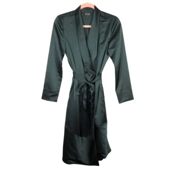 Ayr Jackets & Blazers - AYR Coat Jacket Womens Size Small Dark Green Satin Pockets
